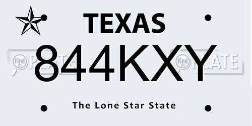 844KXY Texas License Plate