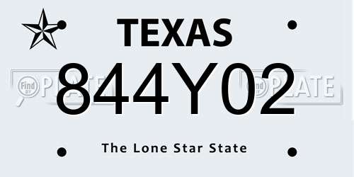 844Y02 Texas License Plate