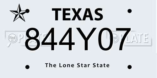 844Y07 Texas License Plate