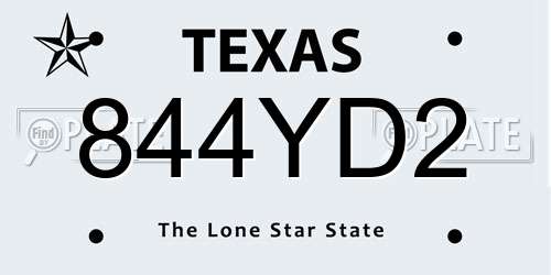 844YD2 Texas License Plate