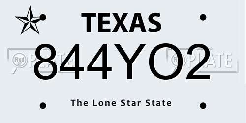844YO2 Texas License Plate