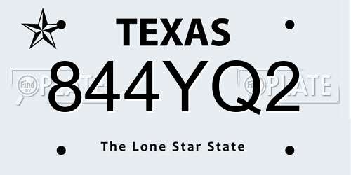 844YQ2 Texas License Plate