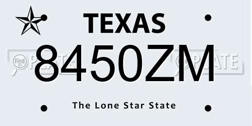 8450ZM Texas License Plate