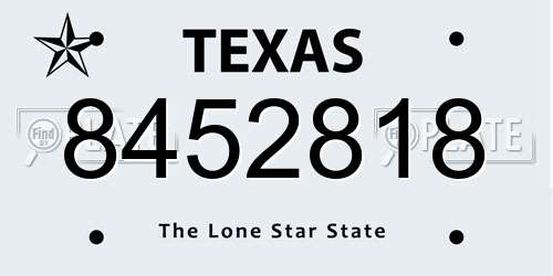 8452818 Texas License Plate
