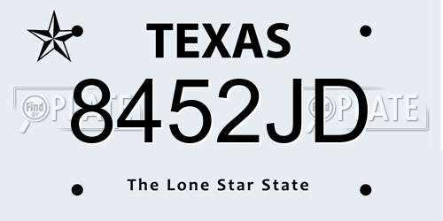 8452JD Texas License Plate