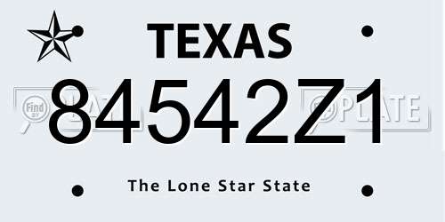 84542Z1 Texas License Plate