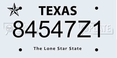 84547Z1 Texas License Plate