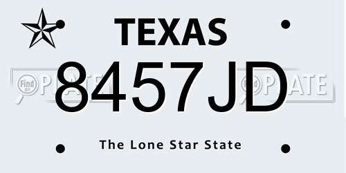 8457JD Texas License Plate
