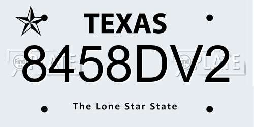 8458DV2 Texas License Plate