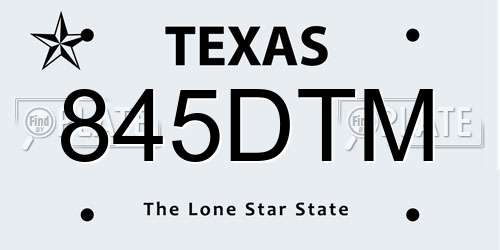 845DTM Texas License Plate