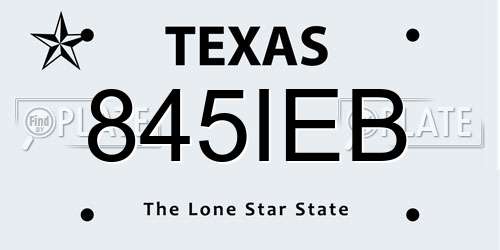845IEB Texas License Plate
