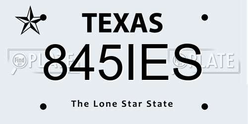 845IES Texas License Plate