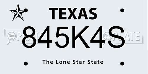 845K4S Texas License Plate