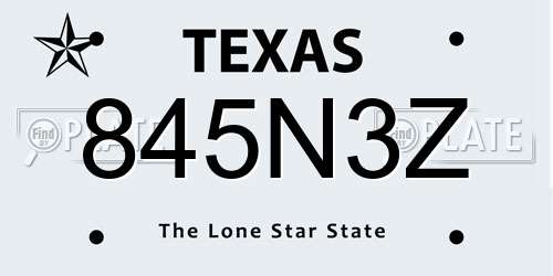 845N3Z Texas License Plate