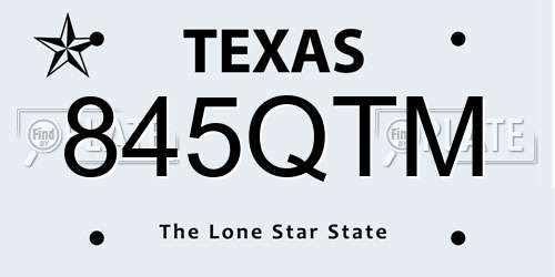845QTM Texas License Plate