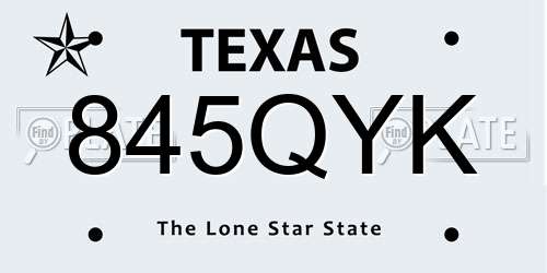 845QYK Texas License Plate