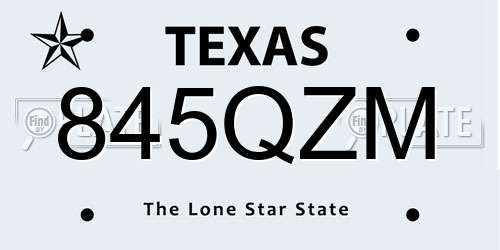 845QZM Texas License Plate