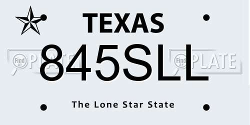 845SLL Texas License Plate