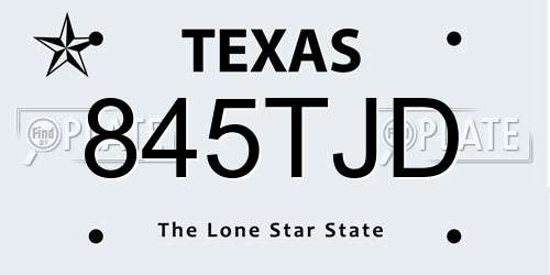 845TJD Texas License Plate