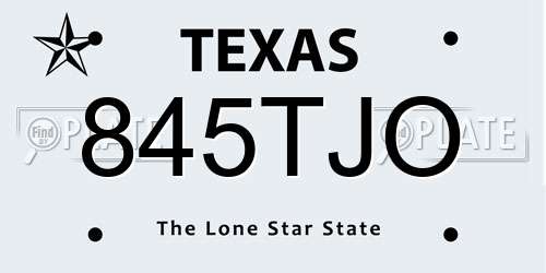 845TJO Texas License Plate