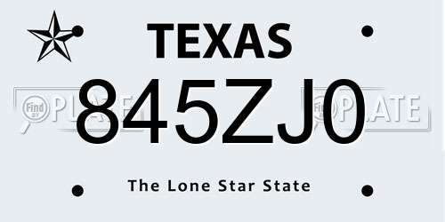 845ZJ0 Texas License Plate