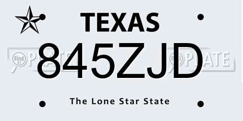 845ZJD Texas License Plate