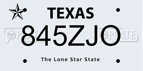 845ZJO Texas License Plate