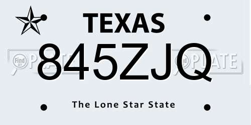 845ZJQ Texas License Plate
