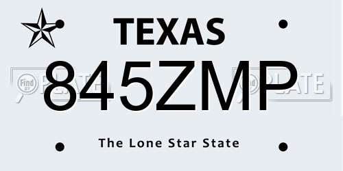 845ZMP Texas License Plate