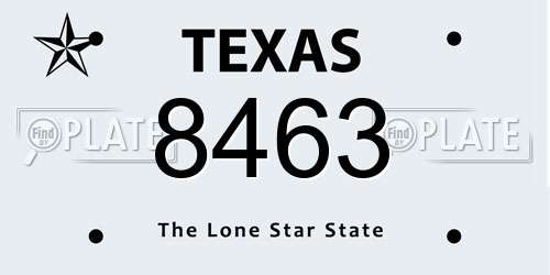 8463 Texas License Plate