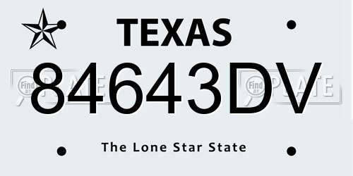 84643DV Texas License Plate