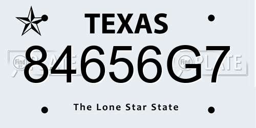 84656G7 Texas License Plate