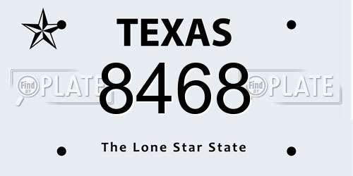 8468 Texas License Plate