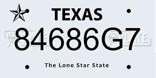 84686G7 Texas License Plate
