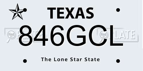 846GCL Texas License Plate