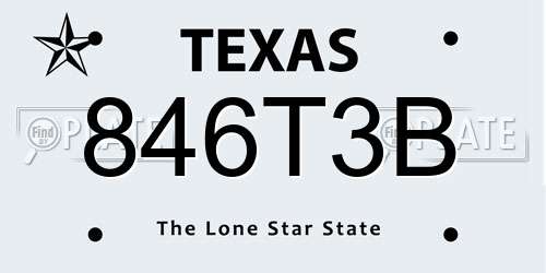846T3B Texas License Plate