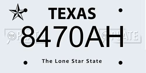 8470AH Texas License Plate