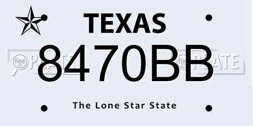 8470BB Texas License Plate