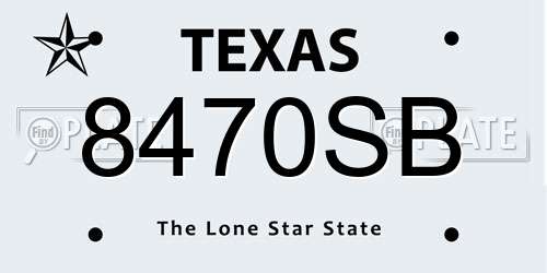 8470SB Texas License Plate