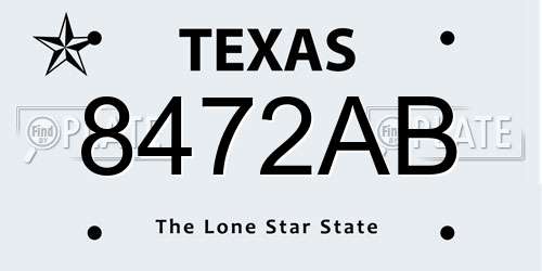 8472AB Texas License Plate