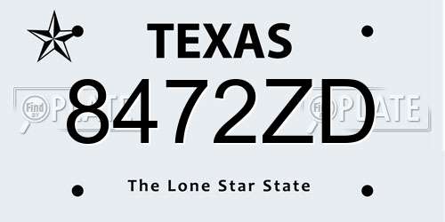 8472ZD Texas License Plate