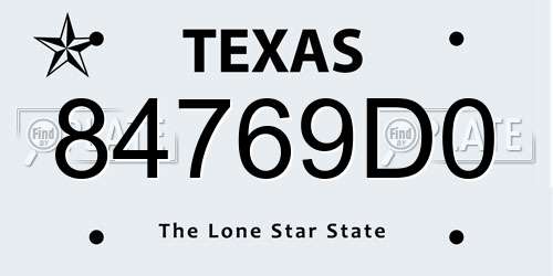 84769D0 Texas License Plate