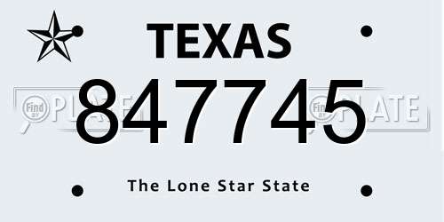 847745 Texas License Plate