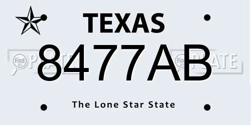 8477AB Texas License Plate