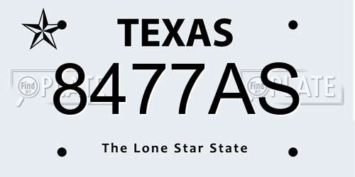 8477AS Texas License Plate