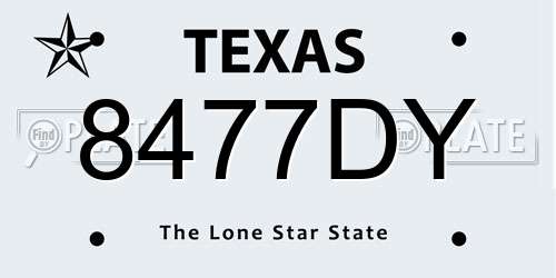 8477DY Texas License Plate