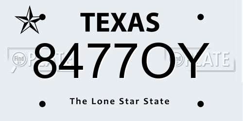 8477OY Texas License Plate