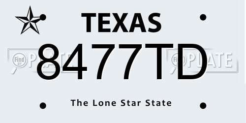 8477TD Texas License Plate