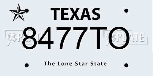 8477TO Texas License Plate