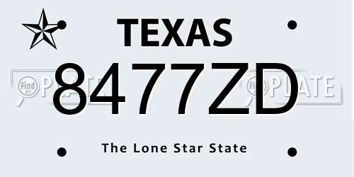 8477ZD Texas License Plate